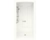 Kohler Freewill K-12107-C-0 White Barrier-Free Shower Module with Soap Ledge On Left and Brushed Stainless Steel Grab Bars, 45" X 37-1/4" X