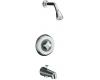 Kohler Triton K-T6908-2A-CP Polished Chrome Rite-Temp Pressure-Balancing Bath and Shower Faucet Trim with Standard Handle, Valve Not Includ