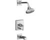 Kohler Pinstripe K-T13133-4B-CP Polished Chrome Rite-Temp Pressure Balancing Tub & Shower Trim with Grooved Lever Handle