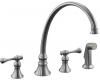 Kohler Revival K-16111-4A-G Brushed Chrome Kitchen Sink Faucet with 11-13/16" Spout, Sidespray and Traditional Lever Handles