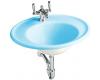 Kohler Iron Works K-2822-1B-KC Vapour Blue Lavatory with Biscuit Exterior and Single-Hole Faucet Drilling