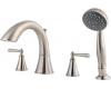 Pfister RT6-4GLK Saxton Brushed Nickel Roman Tub Faucet Trim with Handles and Handheld Shower