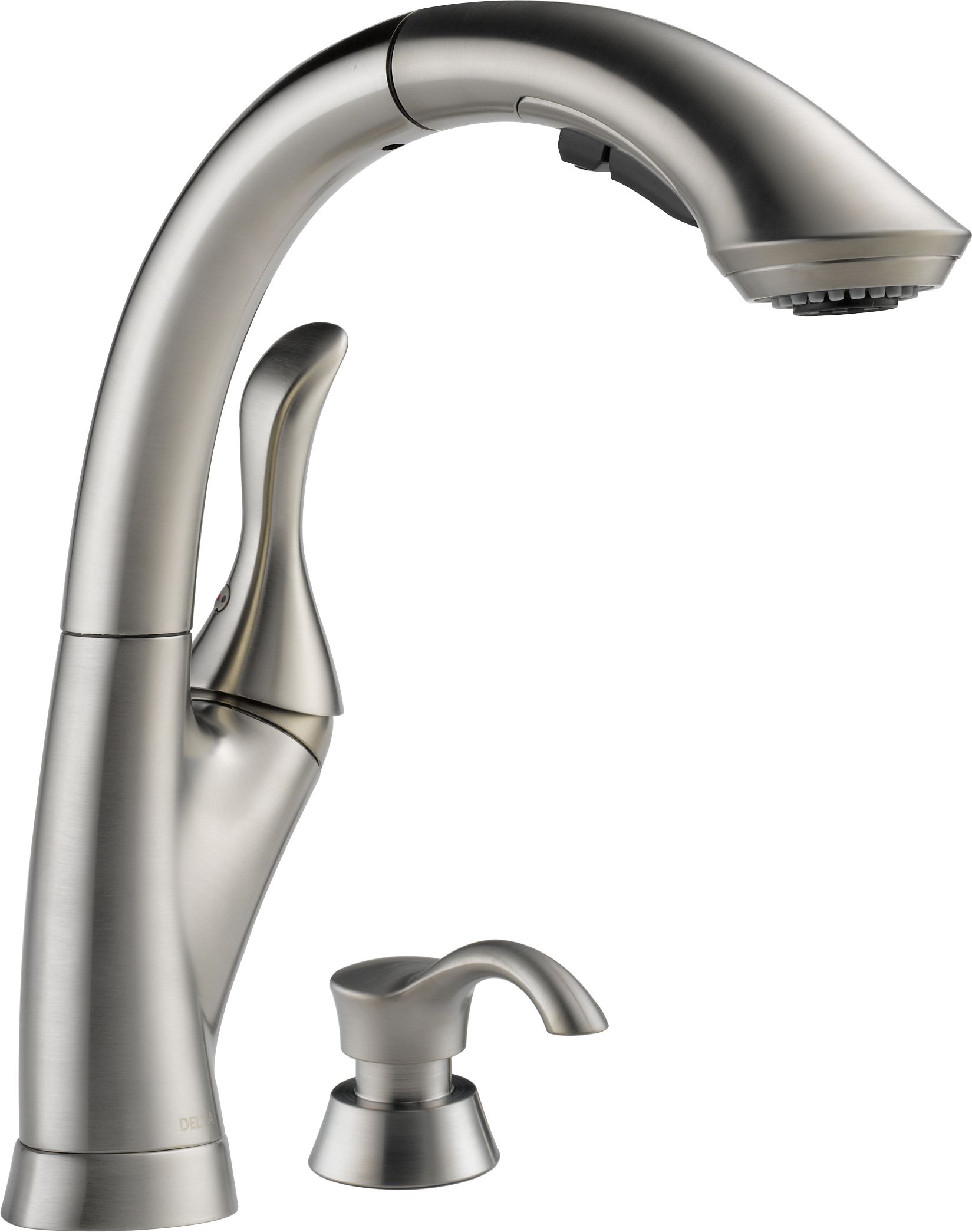 Delta 4153SSSDDST Linden Stainless Single Handle PullOut Kitchen Faucet With Soap Dispenser