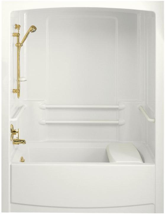 Kohler Freewill K12103P0 White BarrierFree Bath Tub and Shower Module with Polished