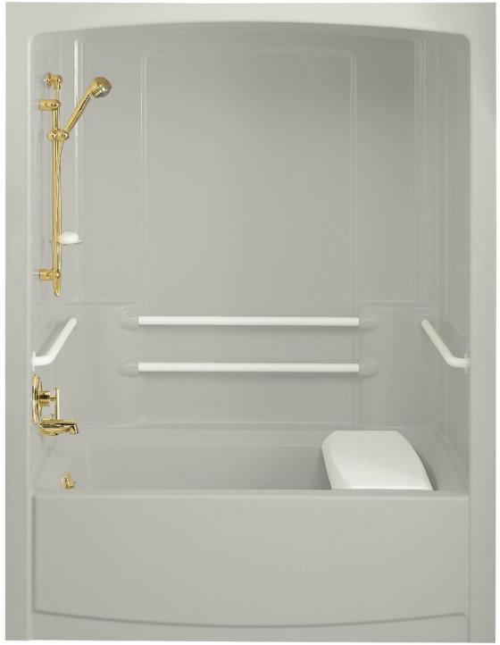 Kohler Freewill K12103P95 Ice Grey BarrierFree Bath Tub and Shower Module with Polished