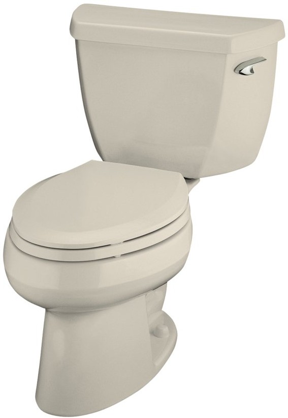 Kohler Wellworth K3432UR47 Almond Elongated Toilet with RightHand Trip Lever and Tank Liner