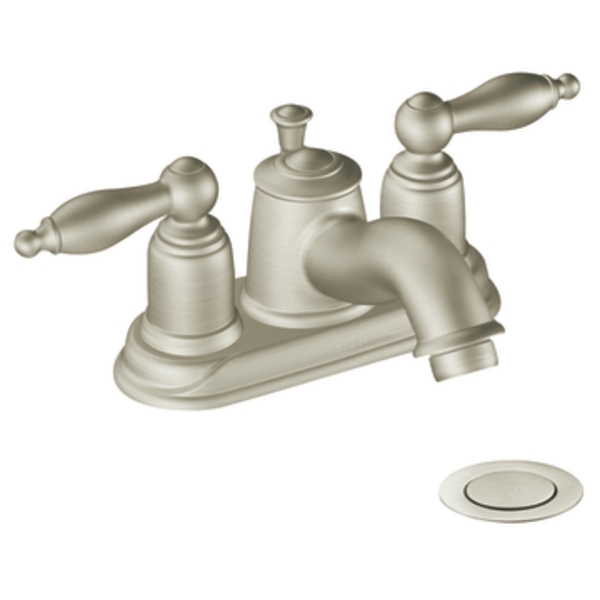 Moen Castleby 4938BN Brushed Nickel 4" Centerset Faucet with PopUp