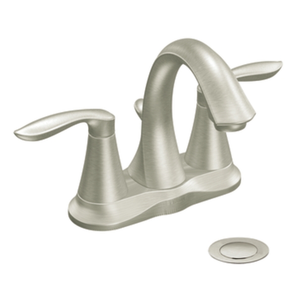 Moen 6410BN Eva Brushed Nickel 4" Centerset Faucet with PopUp