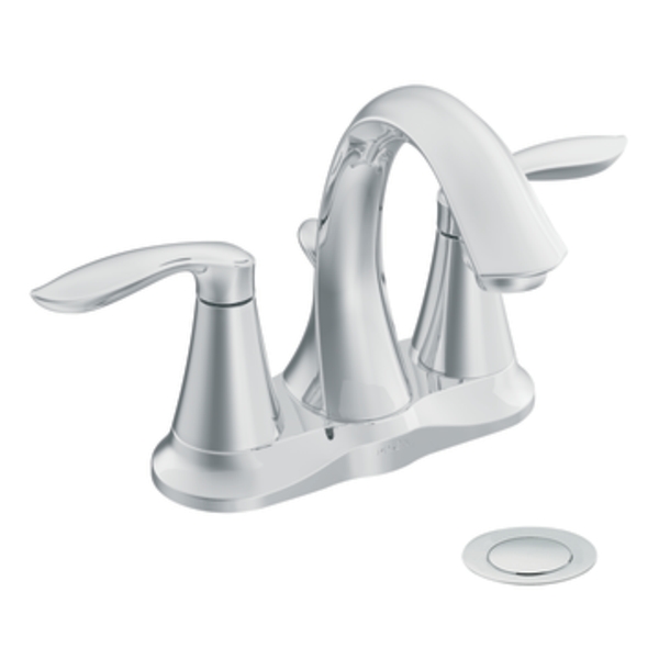 Moen 6410 Eva Chrome 4" Centerset Faucet with PopUp & Lever Handles
