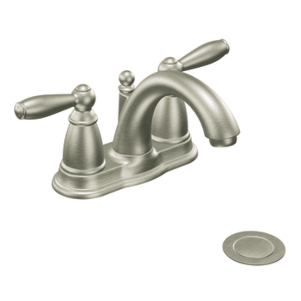 Moen 6610BN Brantford Brushed Nickel 4" Centerset Faucet with PopUp