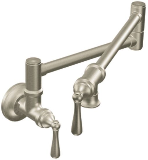 Moen S664SRS Pot Filler Spot Resist Stainless TwoHandle Kitchen Faucet