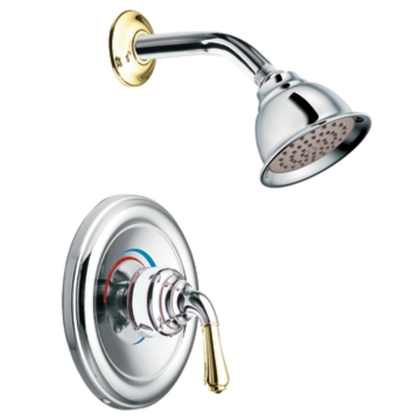 Moen T2444CP Monticello Chrome/Polished Brass PosiTemp Shower Trim Kit
