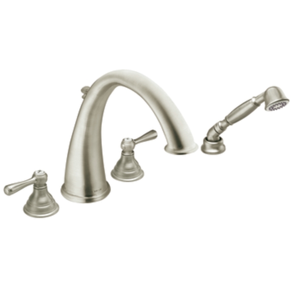Moen T922BN Kingsley Brushed Nickel Roman Tub Faucet Trim Kit with Hand