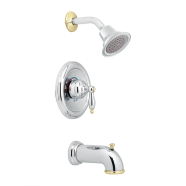 Moen TL2378CP Castleby Chrome/Polished Brass PosiTemp Tub & Shower
