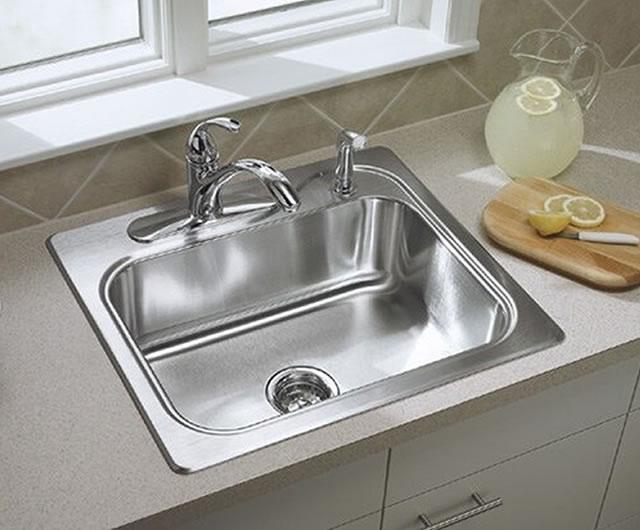 Sterling 11405-3 Southhaven Stainless Steel Self-Rimming Single-Basin Kitchen Sink with Three-hole Faucet Punching
