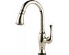 Brizo 64003LF-PN Talo Brilliance Polished Nickel Single Handle Pull-Down Kitchen Faucet with Smarttouch