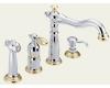 Delta Victorian 156-CBWF Chrome/Polished Brass Lever Handle Kitchen Faucet with Side Spray & Soap Dispenser