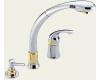 Delta Waterfall 474-CB Chrome/Polished Brass Lever Handle Pull-Out Kitchen Faucet with Soap Dispenser