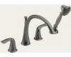 Delta T4738-PT Lahara Aged Pewter Two Handle Roman Tub Faucet Trim with Hand Shower and Lever Handles