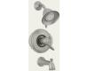 Delta Victorian T17455-NN Brilliance Pearl Nickel Monitor Scald-Guard Tub & Shower Trim with Volume Control