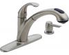 Delta 16929-SSSD-DST Menards Stainless Single Handle Pull-Out Kitchen Faucet With Soap Dispenser