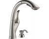 Delta 4153-SSSD-DST Linden Stainless Single Handle Pull-Out Kitchen Faucet With Soap Dispenser