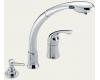 Delta Waterfall 474 Chrome Lever Handle Pull-Out Kitchen Faucet with Soap Dispenser