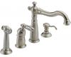 Delta Victorian 156-SS-DST Brilliance Stainless Single Handle Kitchen Faucet with Spray & Soap Dispenser