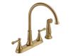 Delta 2497LF-CZ Cassidy Champagne Bronze Two Handle Kitchen Faucet With Spray