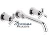 Grohe Atrio 20 081 BE0+18 026 BE0 Sterling 3-Hole Wall Mount Vessel Faucet Trim with Spoke Handles