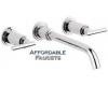 Grohe Atrio 20 081 BE0+18 027 BE0 Sterling 3-Hole Wall Mount Vessel Faucet Trim with Lever Handles