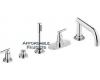 Grohe Atrio 21 059 BE0+21 073 BE0 Sterling Thermostatic Roman Tub Filler with Handheld Shower & Lever Handle