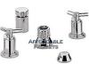 Grohe Atrio 24 016 BE0+18 026 BE0 Sterling Wideset Bidet Faucet with Spoke Handles