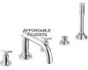 Grohe Atrio 25 049 EN0+18 033 EN0 Brushed Nickel Roman Tub Filler with Handheld Shower & Spoke Handles