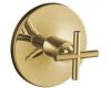 Kohler Purist K-T14488-3-PGD Vibrant Moderne Polished Gold Thermostatic Valve Trim with Cross Handle