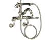 Kohler Finial Traditional K-331-4M-SN Vibrant Polished Nickel Bath Faucet with Handshower, Diverter Spout and Lever Handles