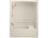 Kohler Freewill K-12103-N-47 Almond Barrier-Free Bath Tub and Shower Module with Nylon Grab Bars and Left-Hand Drain
