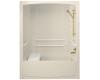 Kohler Freewill K-12104-N-47 Almond Barrier-Free Bath Tub and Shower Module with Nylon Grab Bars and Right-Hand Drain