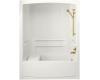 Kohler Freewill K-12104-P-0 White Barrier-Free Bath Tub and Shower Module with Polished Stainless Steel Grab Bars, Right Outlet