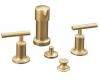 Kohler Purist K-14431-4-BGD Vibrant Moderne Brushed Gold Bidet Faucet with Vertical Spray and Lever Handles
