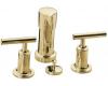 Kohler Purist K-14431-4-PGD Vibrant Moderne Polished Gold Bidet Faucet with Vertical Spray and Lever Handles