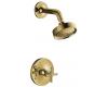 Kohler Purist K-T14422-3-PGD Vibrant Moderne Polished Gold Rite-Temp Pressure-Balancing Shower Faucet Trim with Cross Handle, Valve Not Inc