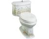 Kohler English Trellis K-14261-FL-0 White Design On White Background Portrait Comfort Height One-Piece Toilet with Polished Chrome Trip Lev