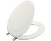 Kohler Revival K-4615-BN-S5 Cream Satin Toilet Seat with Vibrant Brushed Nickel Hinges