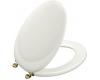 Kohler Revival K-4615-BR-S5 Cream Satin Toilet Seat with Polished Brass Hinges