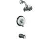 Kohler Fairfax K-P12007-4S-CP Polished Chrome Bath and Shower Faucet Trim with Slip-Fit Spout