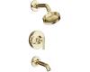 Kohler Purist K-T14420-4-PGD Vibrant Moderne Polished Gold Rite-Temp Pressure-Balancing Bath and Shower Faucet Trim with Push-Button Divert