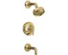 Kohler Purist K-T14421-4-PGD Vibrant Moderne Polished Gold Rite-Temp Pressure-Balancing Bath and Shower Faucet Trim with Push-Button Divert