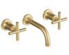 Kohler Purist K-T14412-3-BGD Vibrant Moderne Brushed Gold Two-Handle Wall-Mount Lavatory Faucet Trim with 6", 90-Degree Angle Spout and Cro