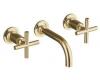 Kohler Purist K-T14412-3-PGD Vibrant Moderne Polished Gold Two-Handle Wall-Mount Lavatory Faucet Trim with 6", 90-Degree Angle Spout and Cr